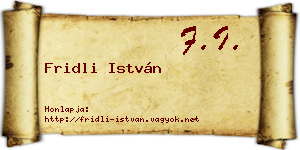 Fridli István névjegykártya